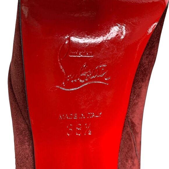 Christian Louboutin Bianca Bootie 120 EU 38.5 US 8.5 Burgundy Suede Platform - Picture 10 of 10